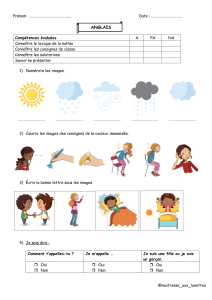 Fiche de travail en anglais pour enfants