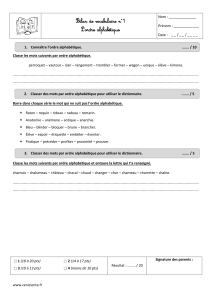 French Vocabulary Quiz: Alphabetical Order