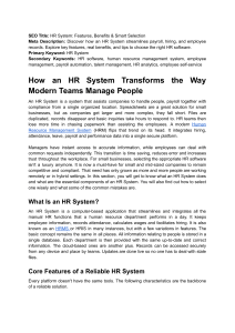 HR System: Features, Benefits & Smart Selection