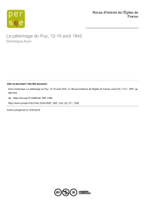 Le p&egrave;lerinage du Puy, 12-15 ao&ucirc;t 1942 : &eacute;tude historique