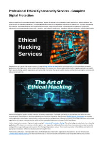 Professional Ethical Cybersecurity Services - Complete Digital Protection