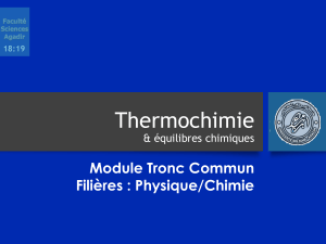 Module de Cours : Thermochimie & &Eacute;quilibres Chimiques
