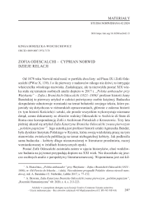 Zofia Odescalchi i Cyprian Norwid: Dzieje relacji