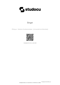 &Eacute;thique : Notions fondamentales - R&eacute;sum&eacute; du cours Singer