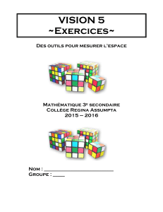 VISION 5 Exercices : Math&eacute;matique 3e secondaire, Coll&egrave;ge Regina Assumpta