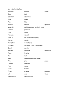 Liste des adjectifs irr&eacute;guliers fran&ccedil;ais