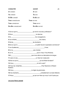 Exercices sur Conna&icirc;tre et Savoir (Fran&ccedil;ais)