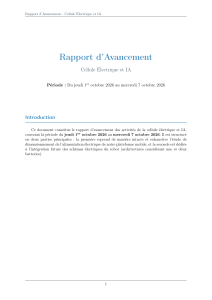 Rapport d'avancement : Dimensionnement &eacute;lectrique et IA