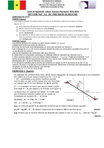 Devoir Physique Chimie 1S1 Lycee Nguekokh 2025-2026