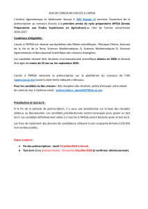 Concours d'acc&egrave;s &agrave; l'APESA 2026-2027