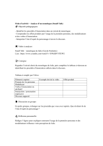Fiche d'activit&eacute; Analyse monologue Small Talk