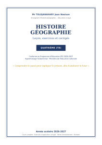 Manuel Histoire G&eacute;ographie Quatri&egrave;me (T8) - Le&ccedil;ons, exercices, corrig&eacute;s