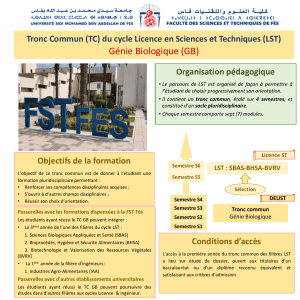 Tronc Commun LST G&eacute;nie Biologique - FST F&egrave;s