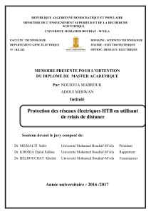 Protection des r&eacute;seaux &eacute;lectriques HTB avec relais de distance