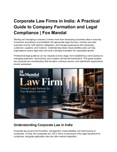 Corporate Law Firms in India: Company Formation Guide