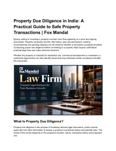 Property Due Diligence in India: A Practical Guide