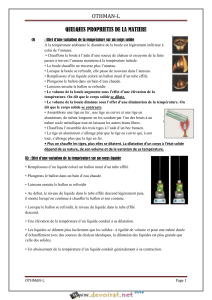Propri&eacute;t&eacute;s de la mati&egrave;re : dilatation thermique des solides, liquides, gaz