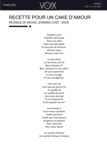 Recette pour un Cake d'Amour - Paroles pour jeunes 11-14 ans