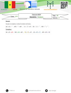 Exercice 3 de g&eacute;om&eacute;trie : vecteurs pour la 3&egrave;me