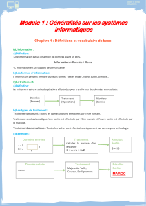 Module 1 : G&eacute;n&eacute;ralit&eacute;s sur les syst&egrave;mes informatiques