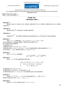 Fiche TD 1 Analyse Math&eacute;matique I : Nombres r&eacute;els