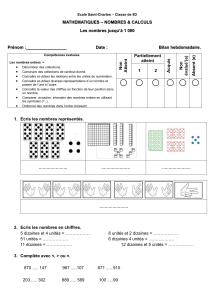 Feuille de travail de maths : Nombres jusqu'&agrave; 1000