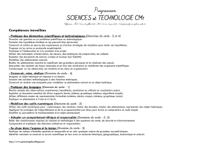 Progression Sciences et Technologie CM1