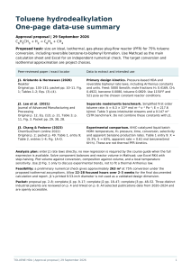 Toluene Hydrodealkylation PFR Design Proposal Summary