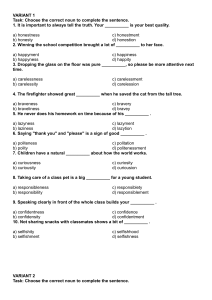 English Grammar Test: Abstract Nouns