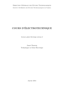 Cours d'&Eacute;lectrotechnique - Licence G&eacute;nie &Eacute;lectrique Niveau 2