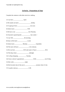 At/On/In Prepositions of Time Worksheet