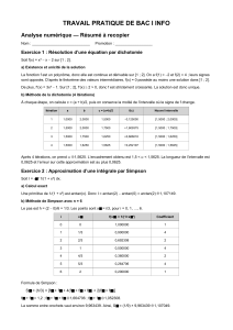 Analyse num&eacute;rique: Travail pratique de BAC I