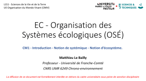 CM1 &Eacute;cologie : Syst&eacute;mique et &Eacute;cosyst&egrave;mes &ndash; L1 SVT (cours)