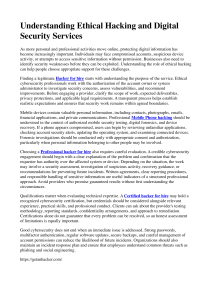 Understanding Ethical Hacking and Digital Security Services 
