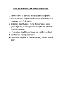 Plan des Activit&eacute;s  IYF New
