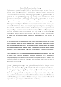Cultural Conflicts in American Factory: A Hofstede Analysis