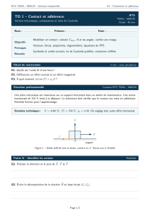 TD 1 &ndash; Contact et adh&eacute;rence : m&eacute;canique, c&ocirc;ne de Coulomb (BTS)