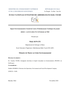 Impact environnemental du CET de la mine d'or de Komana au Mali