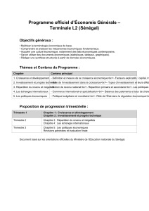 Programme officiel d'&Eacute;conomie G&eacute;n&eacute;rale &ndash; Terminale L2 (S&eacute;n&eacute;gal)