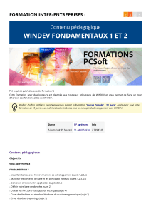 Formation WINDEV Fondamentaux 1 et 2 &ndash; Contenu p&eacute;dagogique PC SOFT