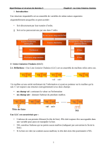 Listes Cha&icirc;n&eacute;es : Cours d'Algorithmique et Structure de Donn&eacute;es