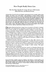 How People Really Detect Lies: Deception Research Article (2002)