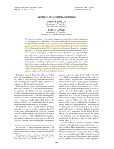 Accuracy of Deception Judgments &ndash; Lie Detection Meta-Analysis